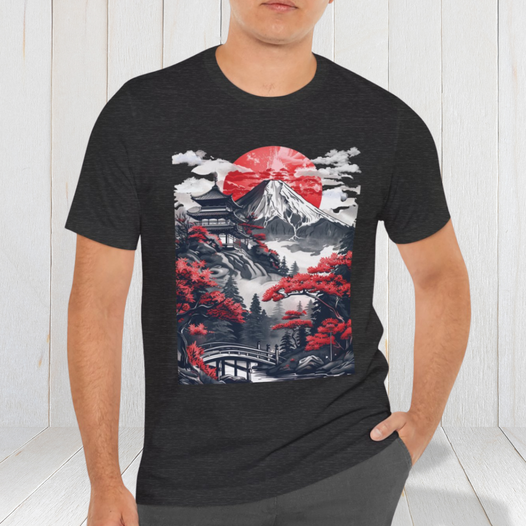 Japanese Landscape Art Tee, Unisex Short Sleeve Shirt
