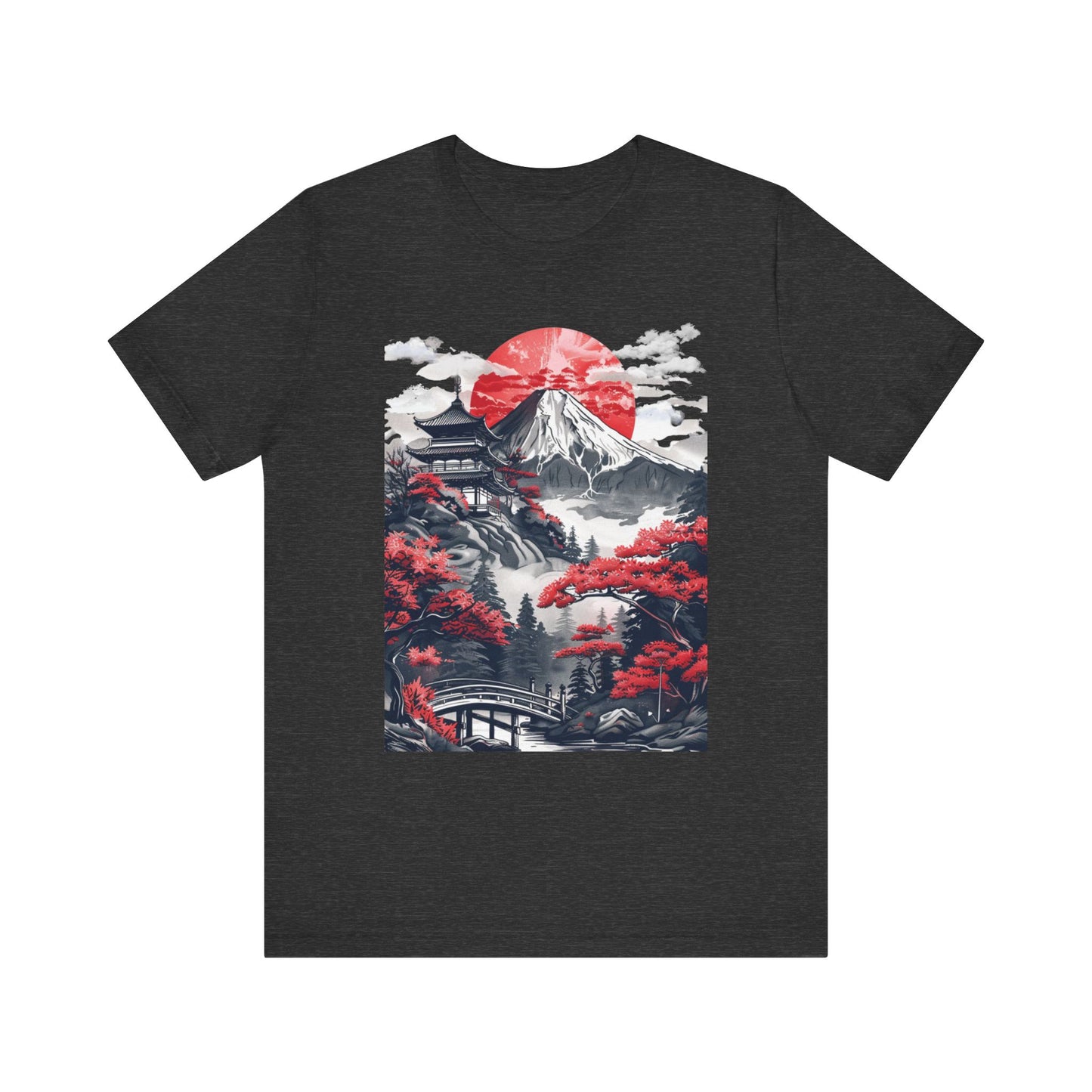 Japanese Landscape Art Tee, Unisex Short Sleeve Shirt