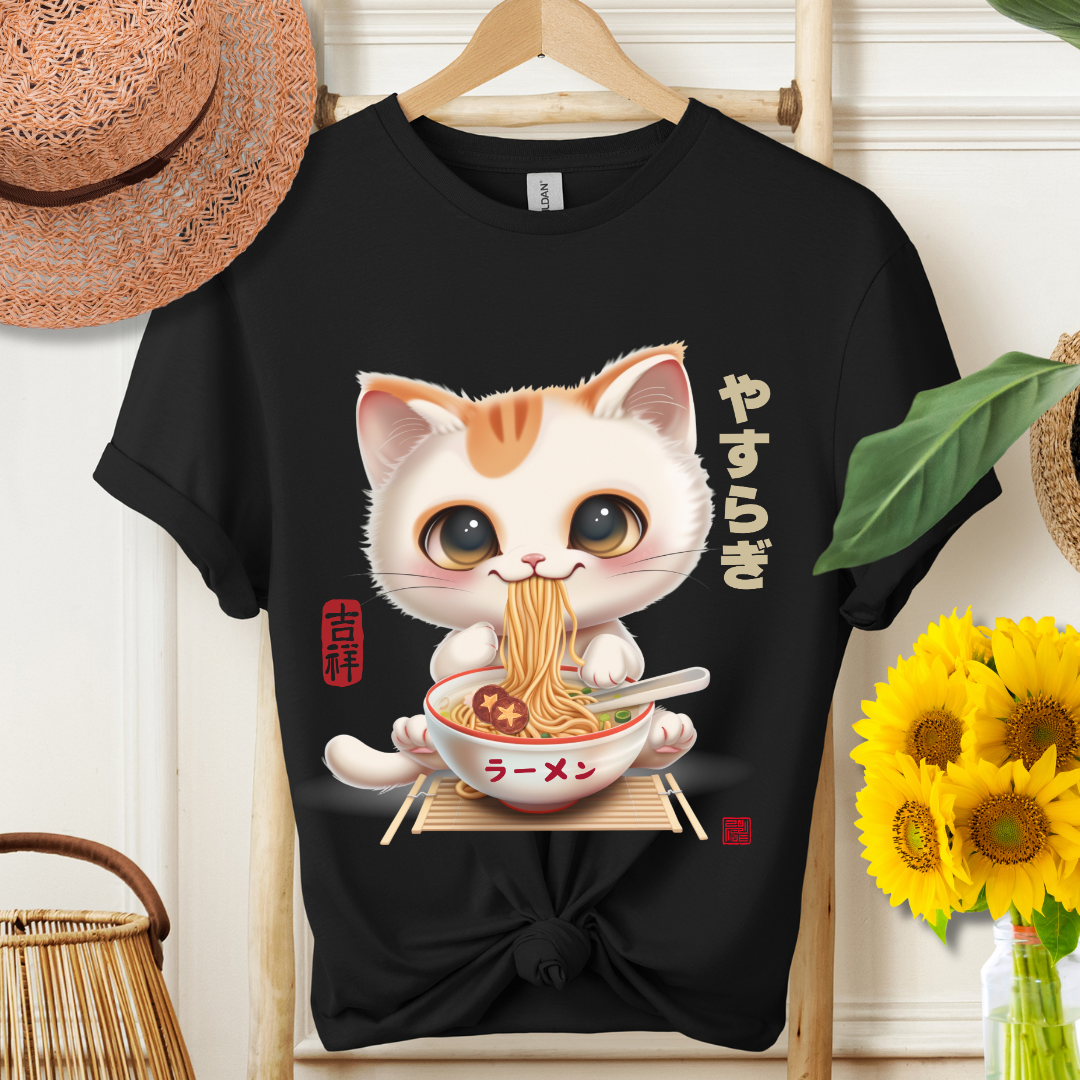 Japanese Chill Cat Eating Ramen Tee