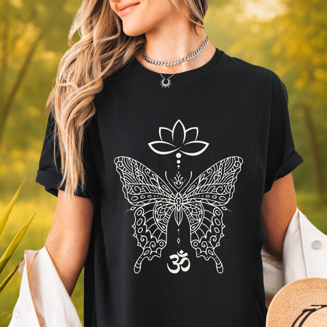 Om Butterfly Softstyle Tee