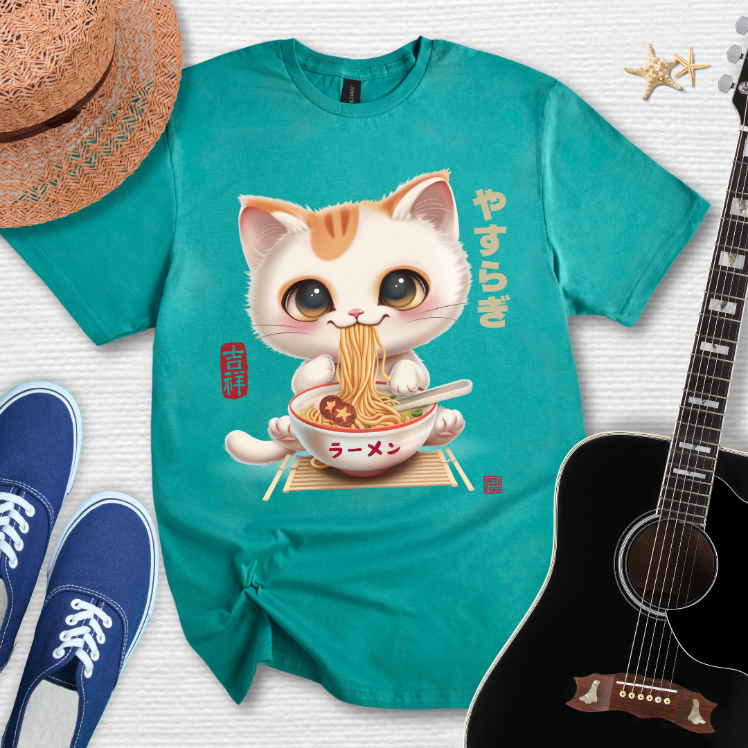 Japanese Chill Cat Eating Ramen Tee