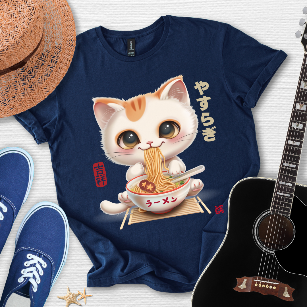 Japanese Chill Cat Eating Ramen Tee