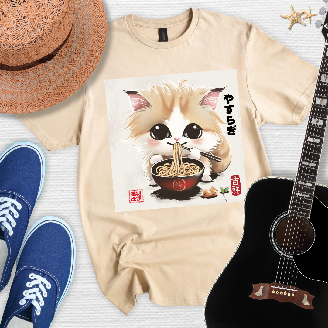 Japanese Chill Cat Eating Ramen Tee