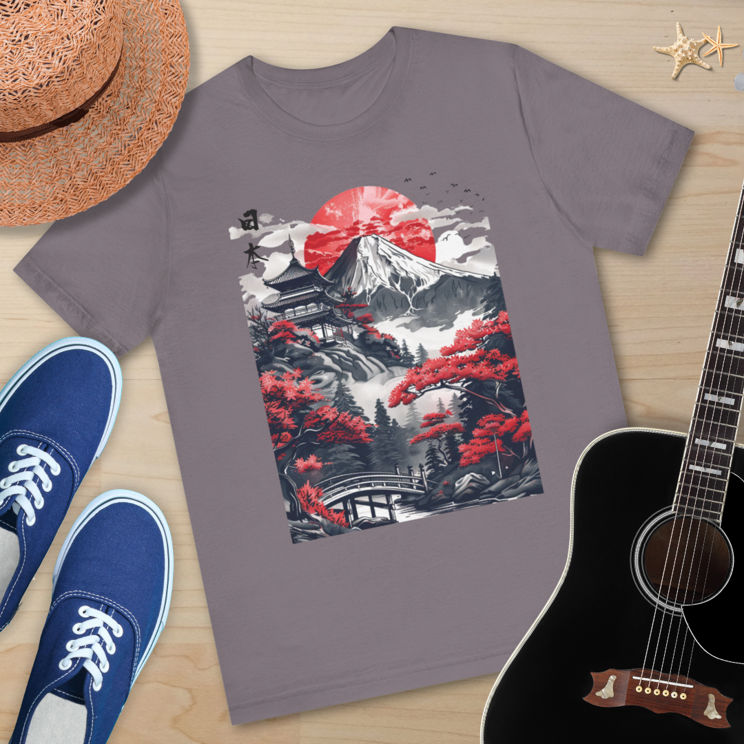 Japanese Landscape Art Tee, Unisex Short Sleeve Shirt