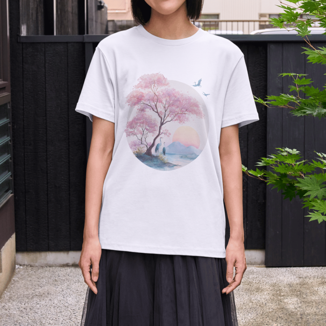 Japanese Serene Sakura Sunset T-Shirt