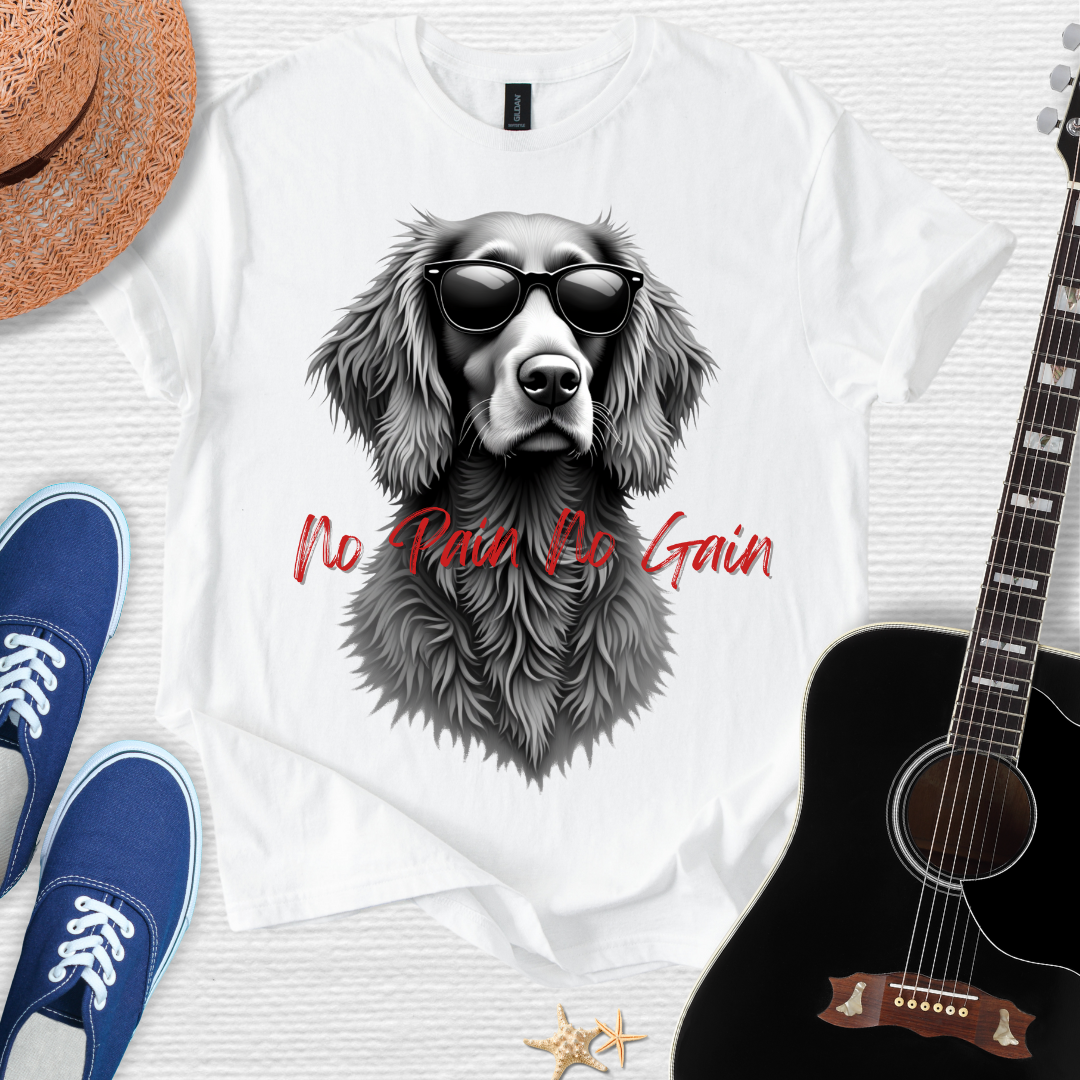 No Pain No Gain Sporty Dog Art Tee