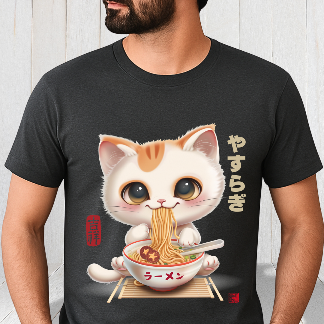 Japanese Style Cute Cat Ramen Tee