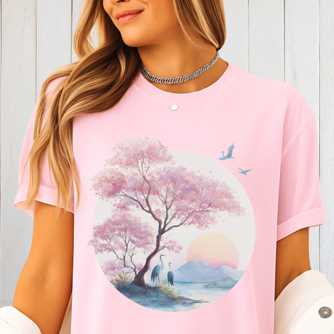 Japanese Serene Sakura Sunset T-Shirt