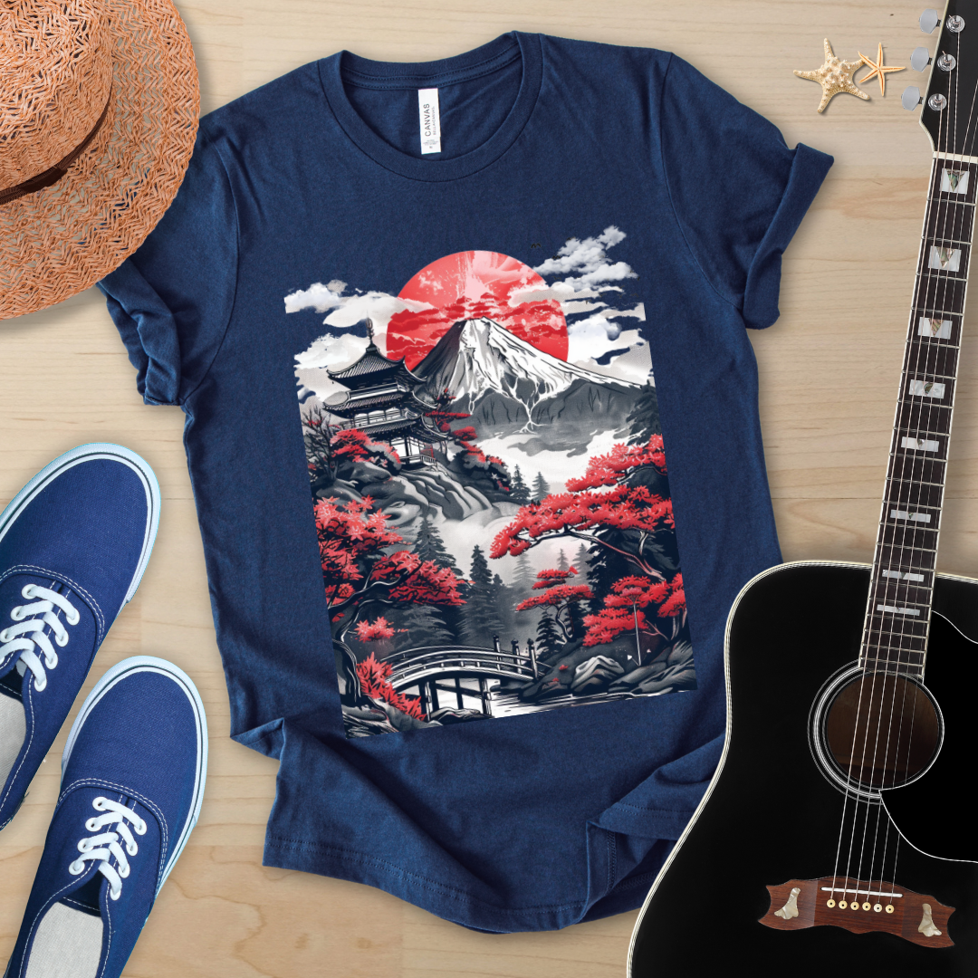 Japanese Landscape Art Tee, Unisex Short Sleeve Shirt