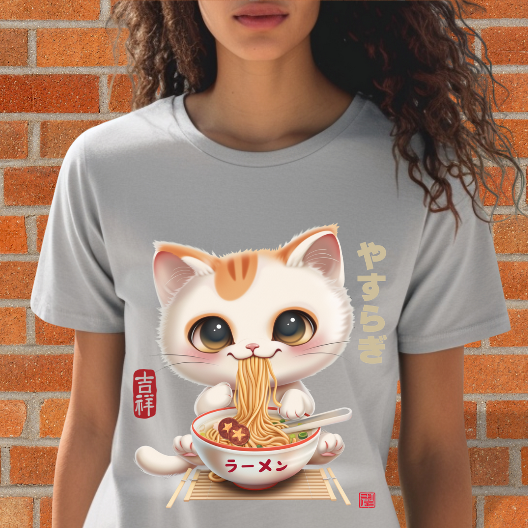 Japanese Style Cute Cat Ramen Tee