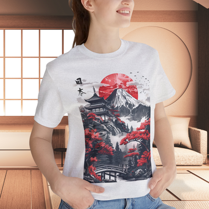 Japanese Landscape Art Tee, Unisex Short Sleeve Shirt