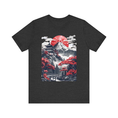 Japanese Landscape Art Tee, Unisex Short Sleeve Shirt