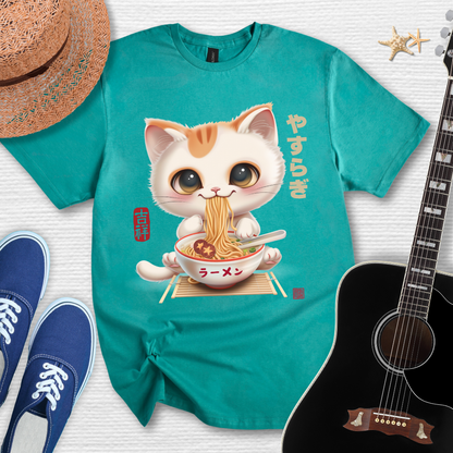 Japanese Chill Cat Eating Ramen Tee