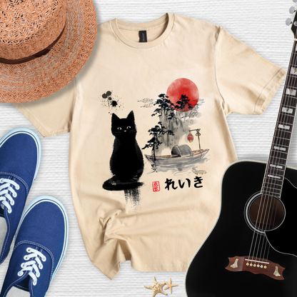 Spirit Guardian, Japanese Minimal Cat Art Design