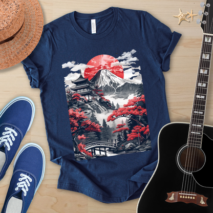 Japanese Landscape Art Tee, Unisex Short Sleeve Shirt