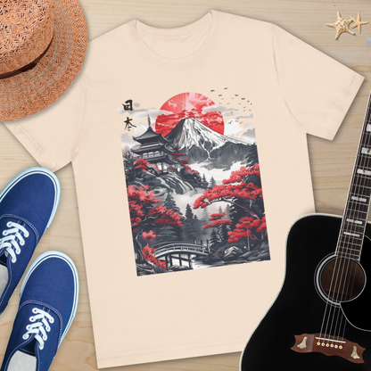 Japanese Landscape Art Tee, Unisex Short Sleeve Shirt